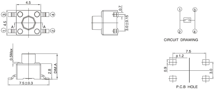 4.5X4.5轻触开关TS-1802尺寸图.png